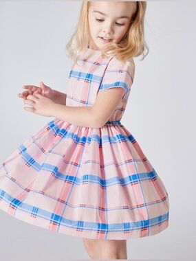 Jacadi Pink and Blue Plaid Dress. Size 6.